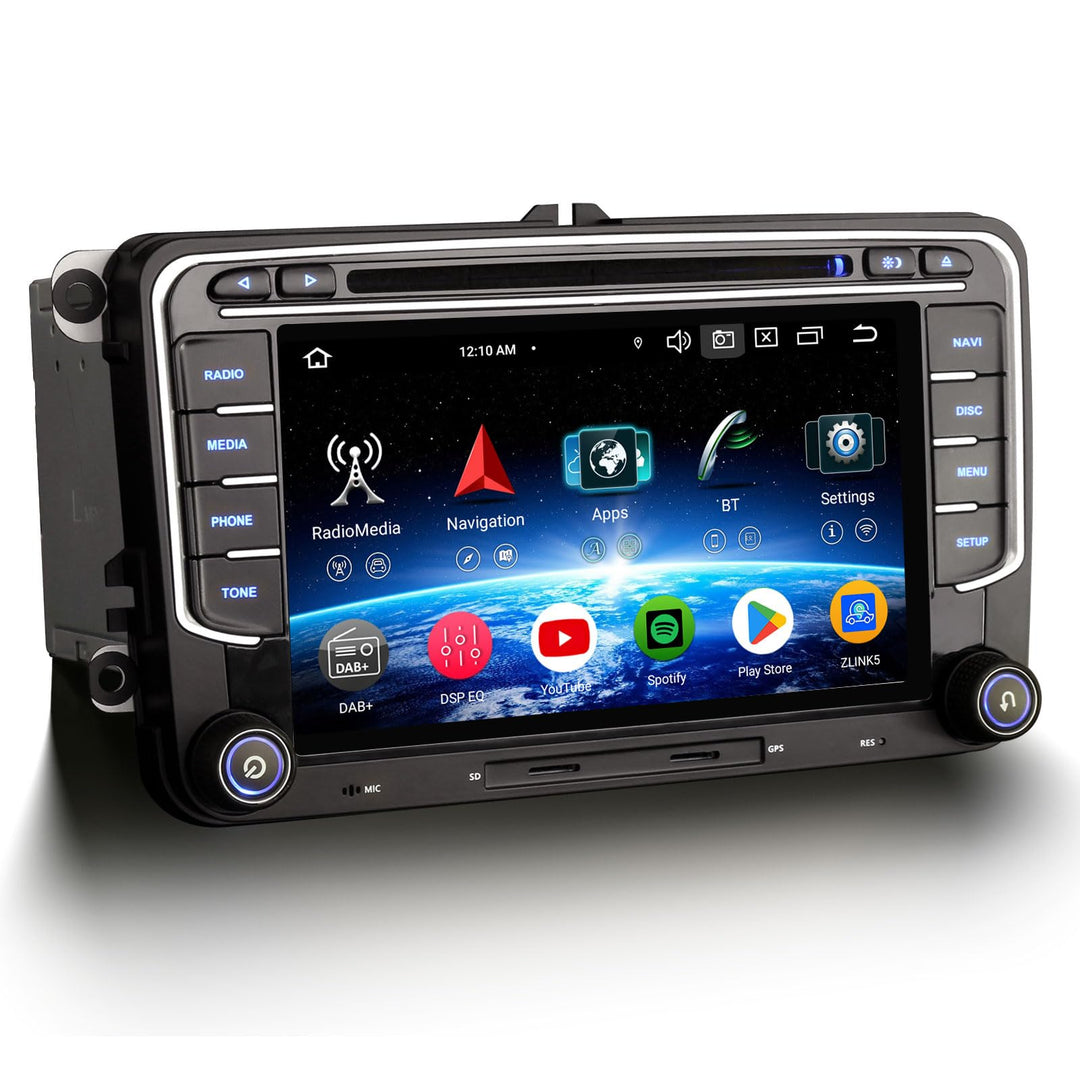 Erisin 8-Kern 4GB+64GB 7 Zoll Android 14 Autoradio GPS Navi DVD für VW Passat B6 T5 Golf 5/6 Polo 6R