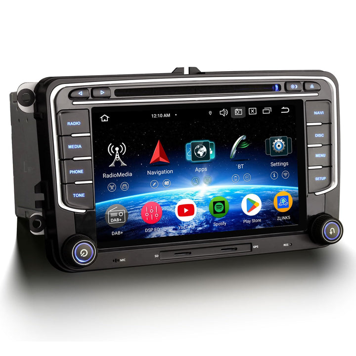 Erisin 8-Kern 4GB+64GB 7 Zoll Android 14 Autoradio GPS Navi DVD für VW Passat B6 T5 Golf 5/6 Polo 6R