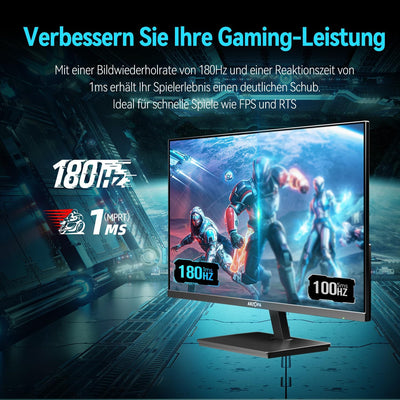 ARZOPA Gaming Monitor 27 Zoll 180Hz - 2K QHD 2560x1440 Monitor PC Bildschirm 115% sRGB 1ms IPS FreeS