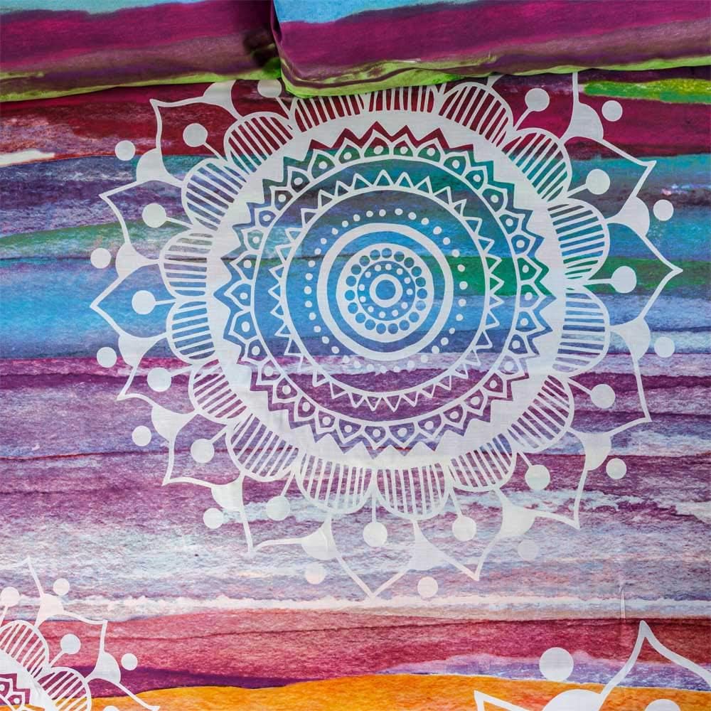 COTTON ARTean Bettwäsche-Set, Mandala, Aquarell, 90 x 190/200 cm, 50 % Baumwolle, 50 % Polyester. Ca