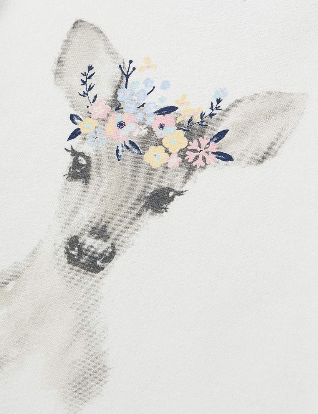 Sanetta Mädchen Schlafanzug Broken White Bezaubernder Pyjama eindrucksvollen Rehkitz-Artwork 98 Beig