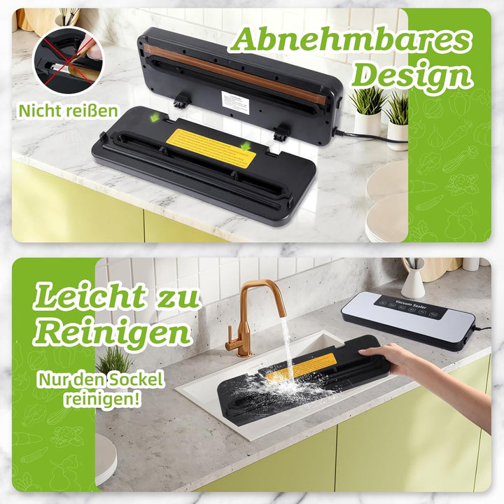 Vakuumiergerät für Trockene und Feuchte Lebensmittel: Vakuumierer 5 in 1 mit 50 Vakuumierbeutel, Vak