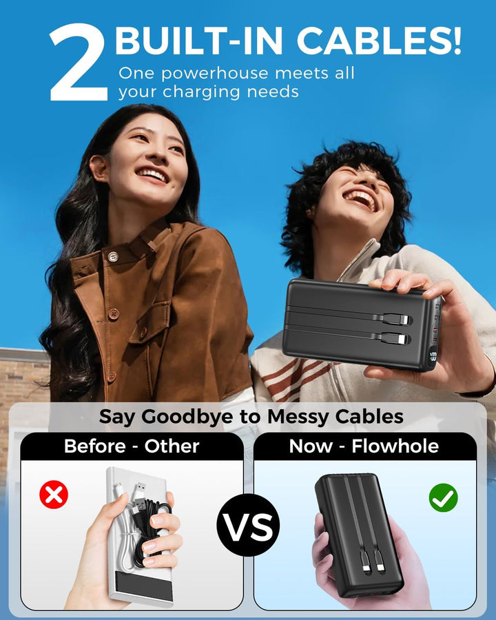 Powerbank 51000mAh, USB-C 22,5W Schnellladegerät Tragbares Ladegerät | Externer Akku mit eingebauten