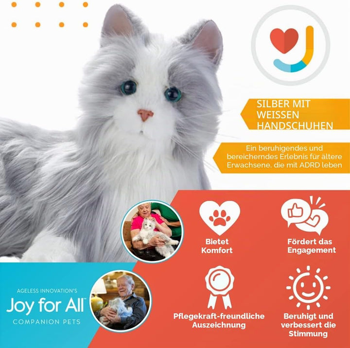 Ageless Innovation Joy For All Interactive Pet Katze – Naturgetreues, realistisches Haustier mit wei