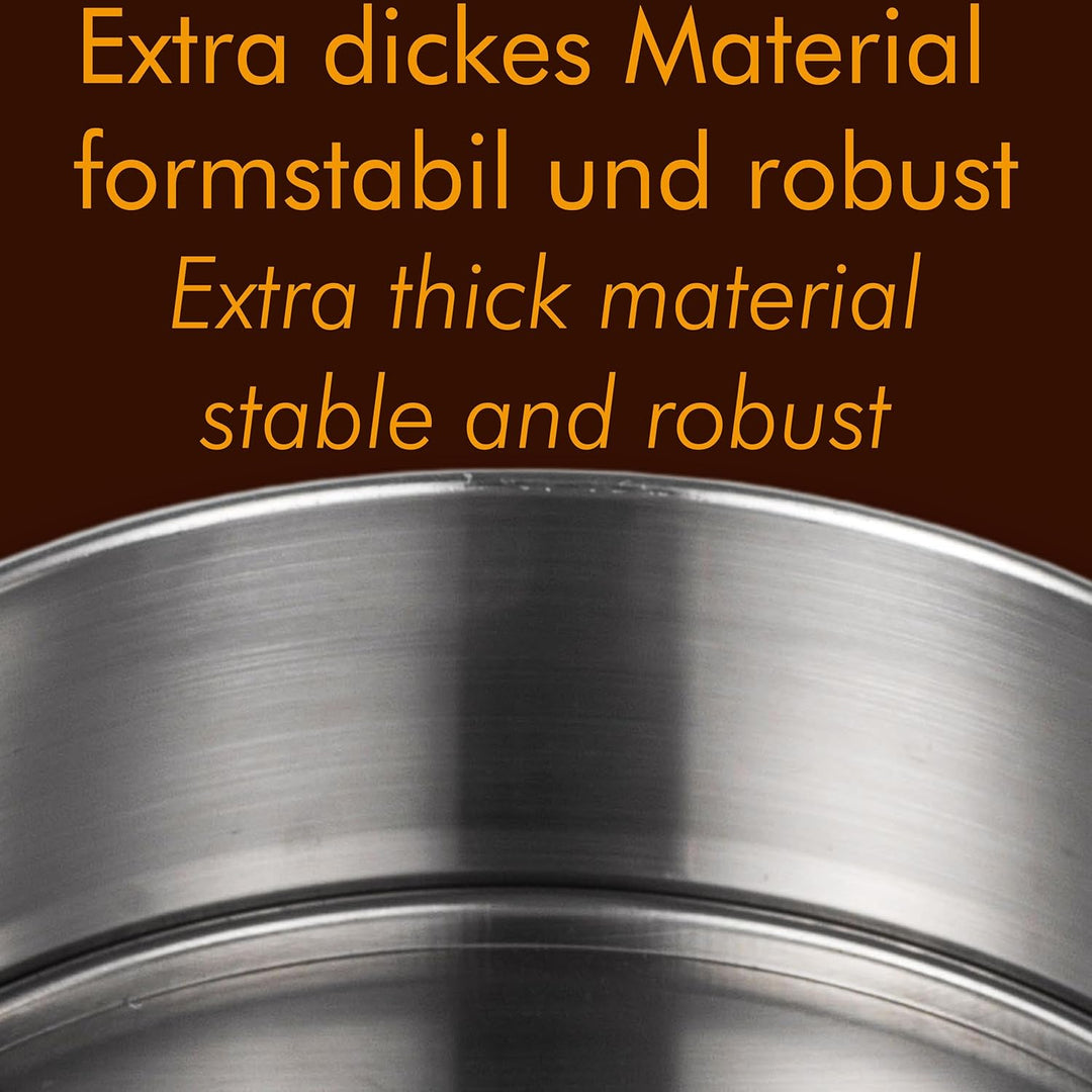 Backform Edelstahl Kuchenform Springform, unbeschichtet PFAS-frei aus 18/8-Edelstahl Spülmaschinenfe