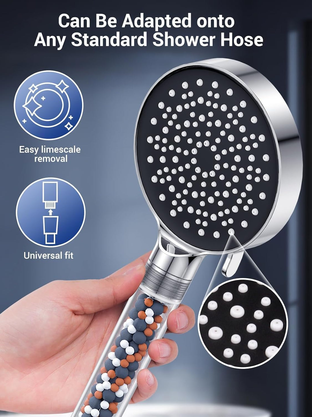 Duschkopf Wassersparend 9,5L/Min,YEAUPE Wassersparender Duschkopf mit Filter, Regendusche Duschkopf