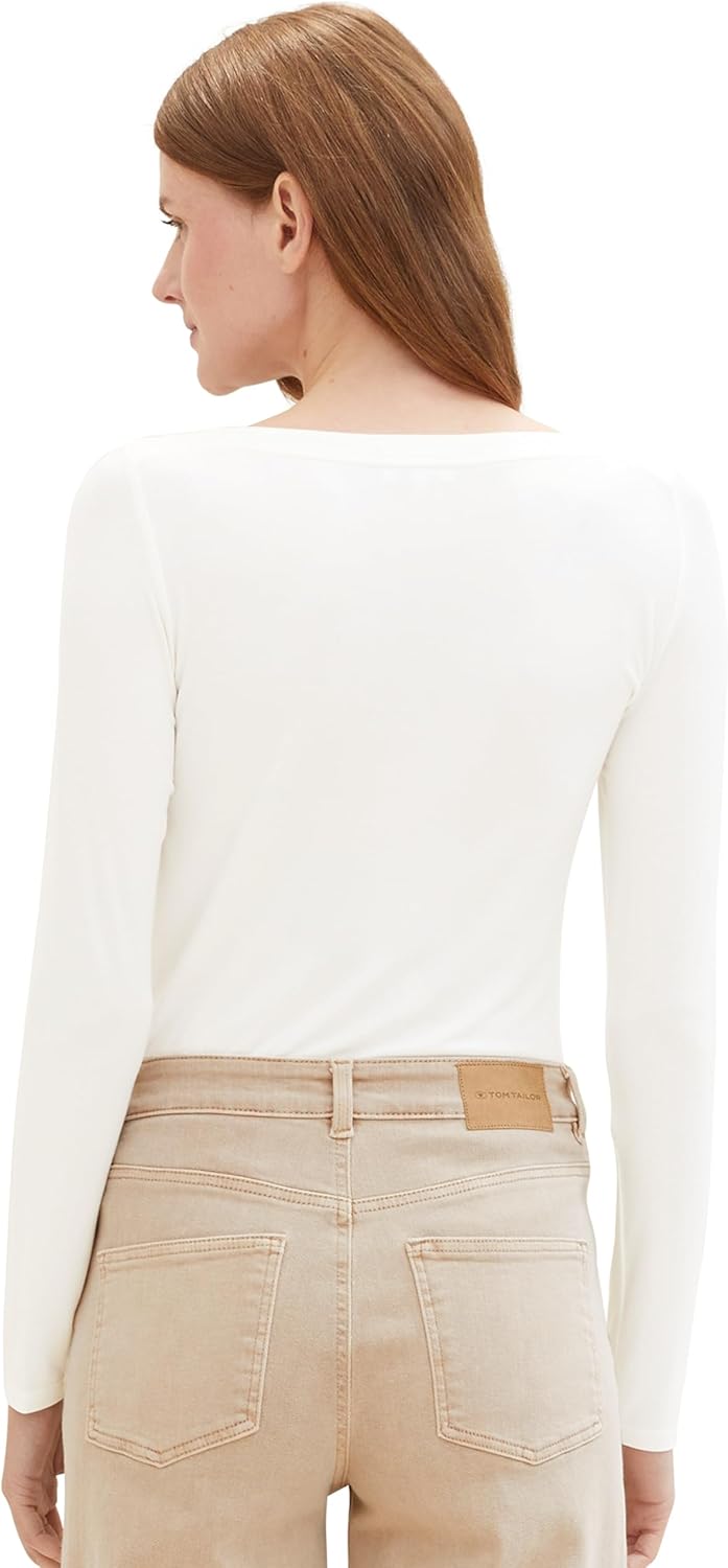 TOM TAILOR Damen Longsleeve T-Shirt XL 10315 - Whisper White, XL 10315 - Whisper White