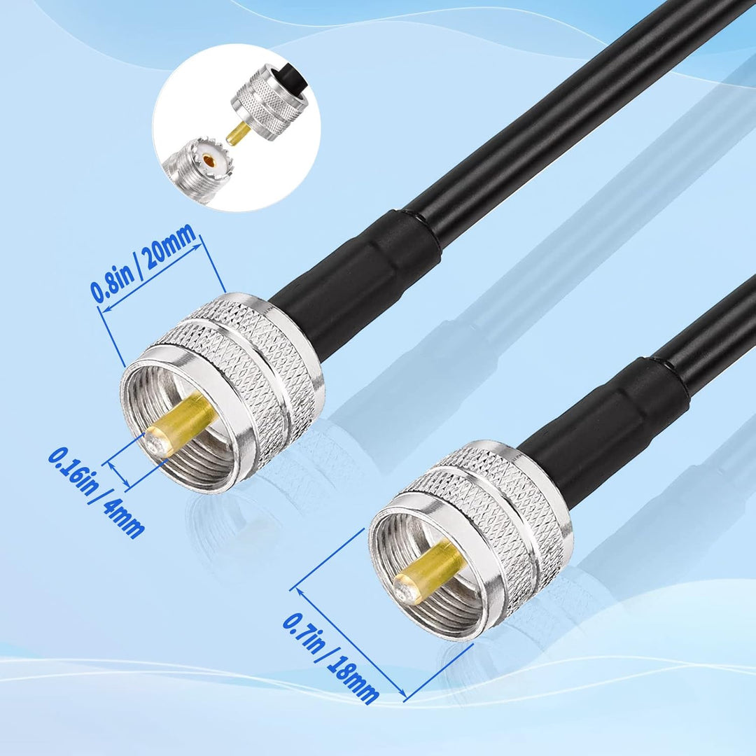Superbat CB Koaxialkabel RG8X Koaxialkabel 50ft, UHF männlich zu männlich PL259 Kabel für Ham Shack
