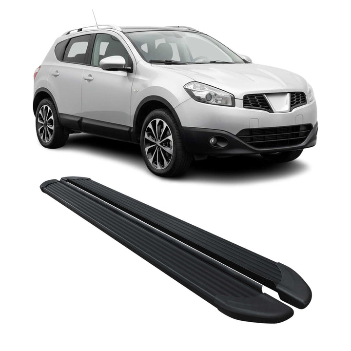 OMAC Schweller Trittbretter Schweller für Nissan Qashqai J10 2006-2014 Alu Schwarz OPA / Schwarz Qas