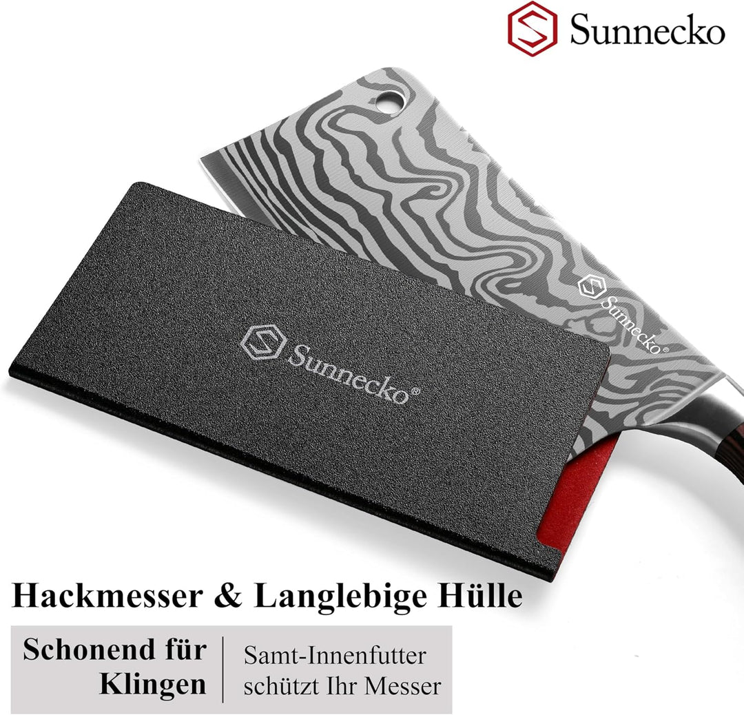 Sunnecko 18cm Hackmesser Küchenbeil Küchenmesser Messer - Kochmesser Profi Messer aus Edelstahl Hack