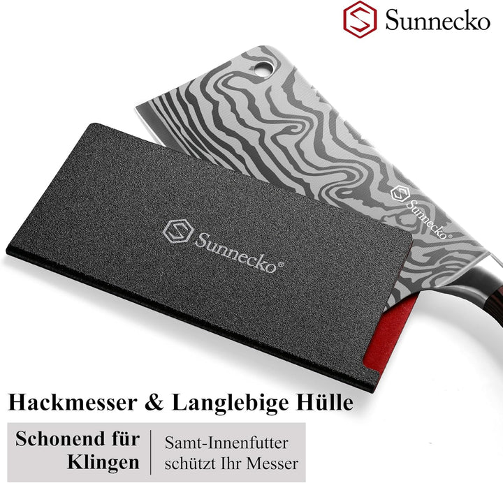 Sunnecko 18cm Hackmesser Küchenbeil Küchenmesser Messer - Kochmesser Profi Messer aus Edelstahl Hack