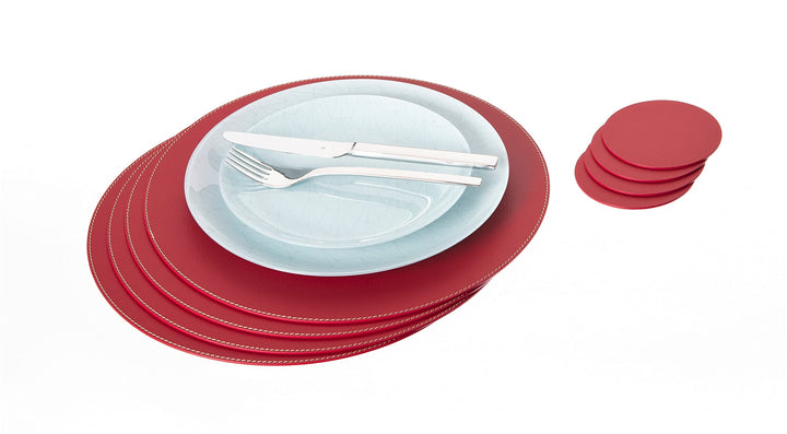 Nikalaz Rund Platzsets und Untersetzer aus recyceltem Leder, 4 Stück Tischsets, Tisch-Matten, Platzd