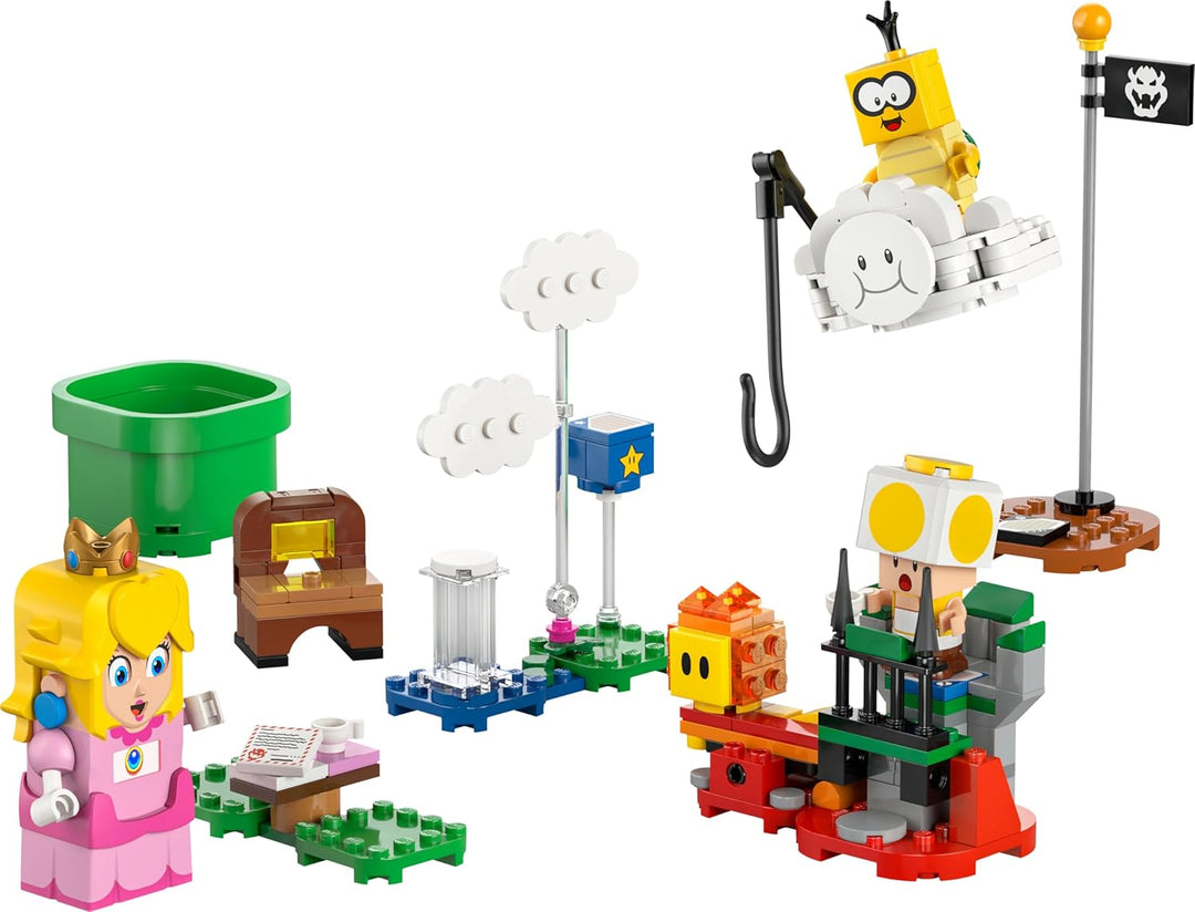 LEGO Super Mario Abenteuer mit der interaktiven Peach, Spielset für Kinder mit gelbem Toad, Nintendo