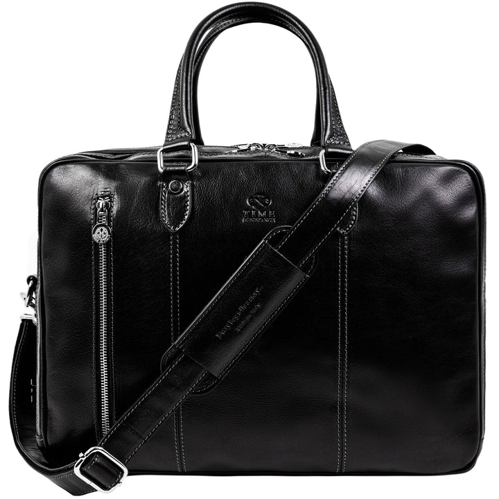 Time Resistance Leder Aktentasche handgefertigte Umhängetasche Laptoptasche für bis zu 15 Zoll Lapto