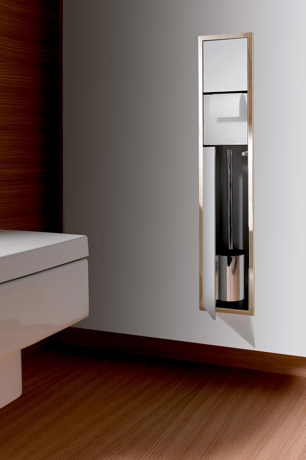 emco ASIS 150 Unterputz-Schrankmodul, Badezimmerschrank als Toilettenpapierhalter &amp; Klobürstenhalter