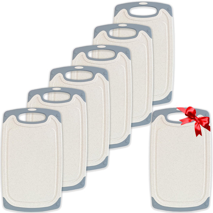 KPYTO Frühstücksbrettchen 6er Set + 1 Brettchen gratis, 25 x 15 cm, Schneidebrett Set, beidseitig, r