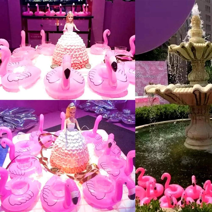 12 Stück Aufblasbare Getränkehalter PVC Aufblasbare Untersetzer Schwimmender Getränkehalter Flamingo