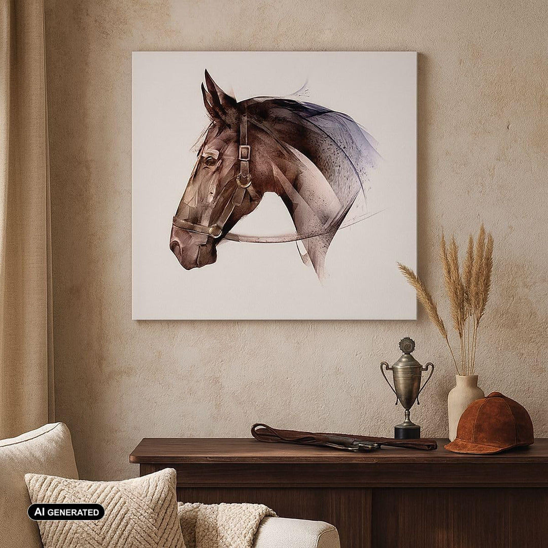 Bilder auf Leinwand 100x70cm Leinwandbild mit Rahmen Pferd Abstraktion Gross Wanddeko Bild Schlafzim