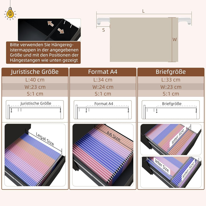 Vinsetto Rollcontainer Aktenschrank mit 2 Schubladen, Abschliessbarer Büroschrank mit Rollen, Büroco