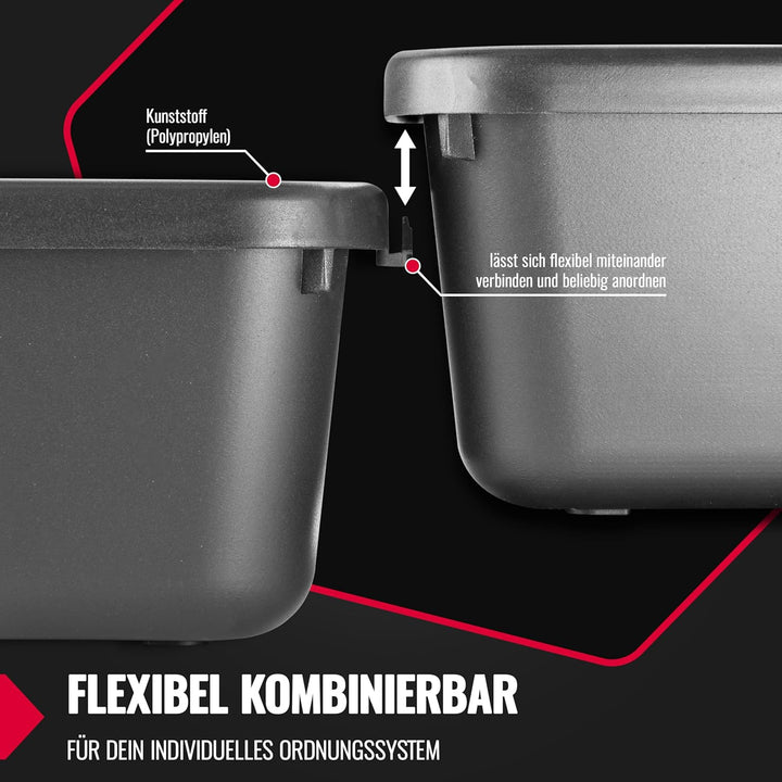 Poppstar 69x Schubladen Organizer Werkstatt - Büro, 5 verschiedene Grössen, Kunststoff, schwarz 69er