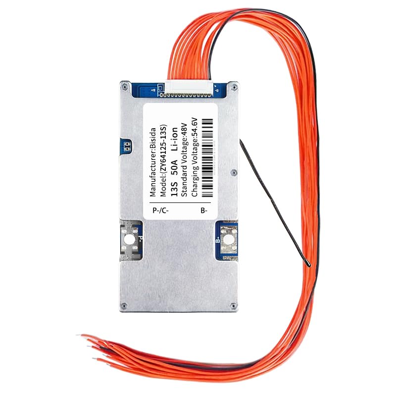 Bisida BMS 13S 48V 50A Lithium-PCB-Schutzplatine mit Balancerleitung und NTC, gemeinsamem Anschluss,