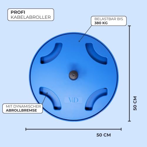 ViD Kabelabroller bis 380KG | Ø50 x 7,7cm | Kabeltrommel Abroller mit dynamischer Bremse Ø 50 cm, Ø