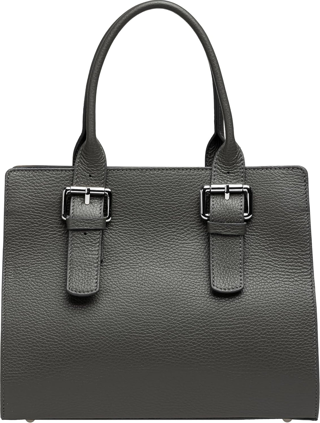Caspar TL807 klassisch elegante Damen Leder Handtasche Einheitsgrösse Dunkelgrau, Einheitsgrösse Dun