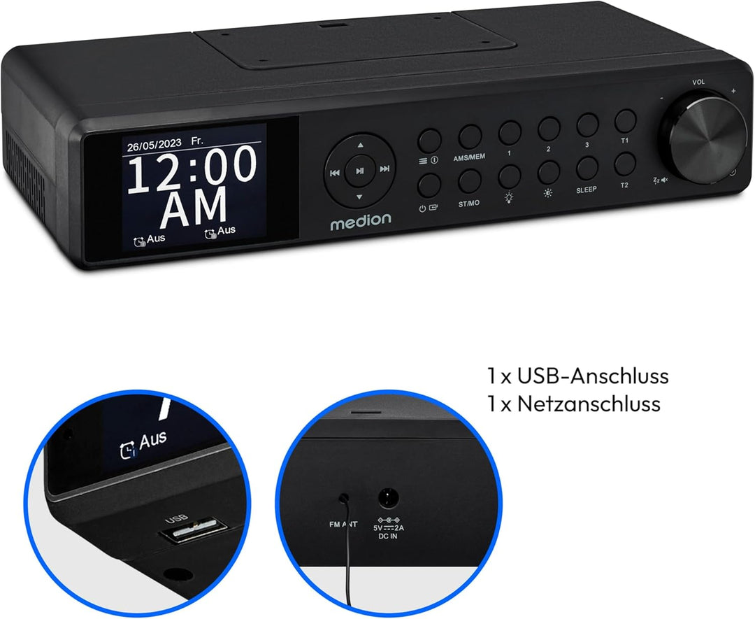 MEDION P66750 Küchen Unterbauradio (DAB+ Küchenradio, PLL UKW Radio, dimmbares TFT Farbdisplay, Koch