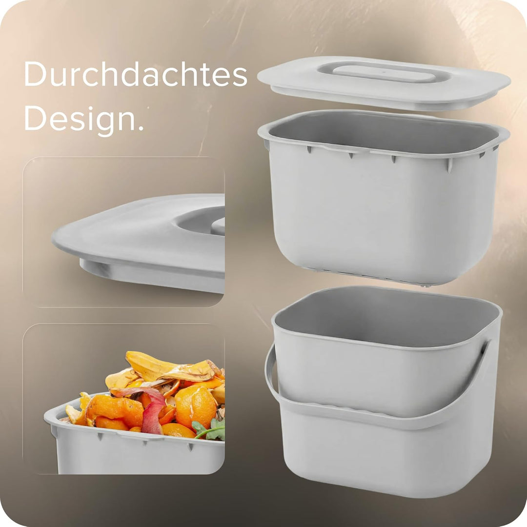 blackswedenhome. Biomülleimer Küche - 7L - Design Komposteimer mit Sieb - Bio-Mülleimer Geruchsdicht