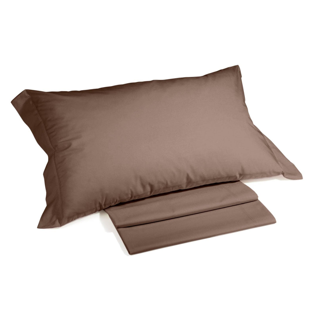 Caleffi - Bettwäsche-Set aus Baumwolle, einfarbig, für französisches Bett, Mokka Una piazza e mezza
