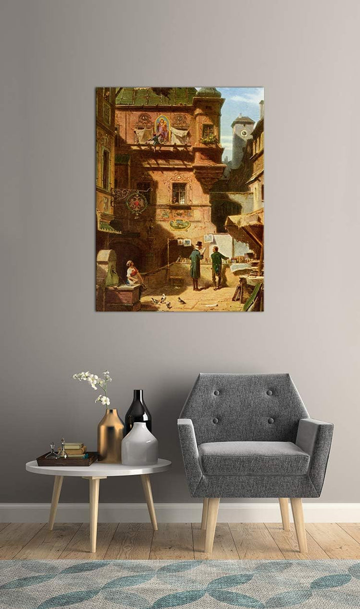 Bilderdepot24 Bild auf Leinwand | Carl Spitzweg Kunst und Wissenschaft in 60x80 cm als Wandbild | Wa