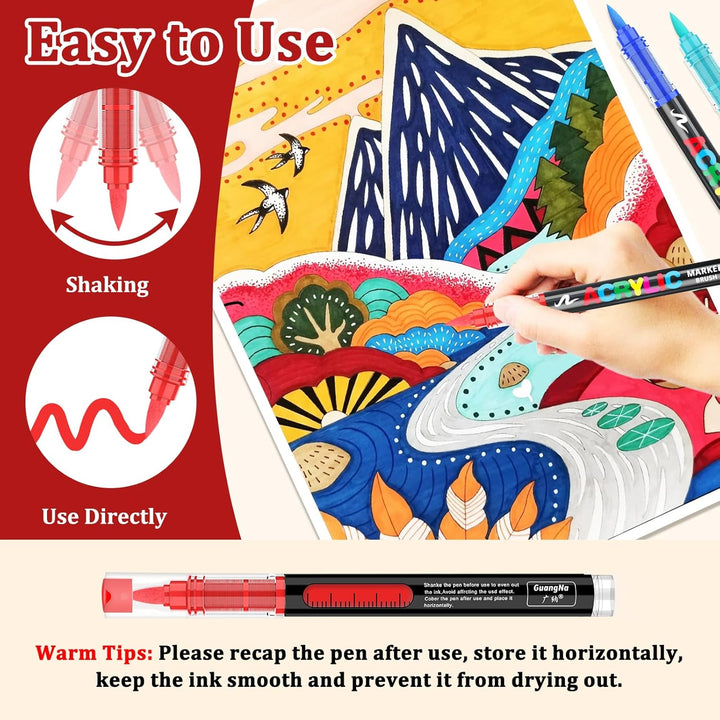 Acrylstifte, 168 Farben Acrylic Marker mit flexibler Pinselspitze, Direktflüssigkeit Acrylic Paint M