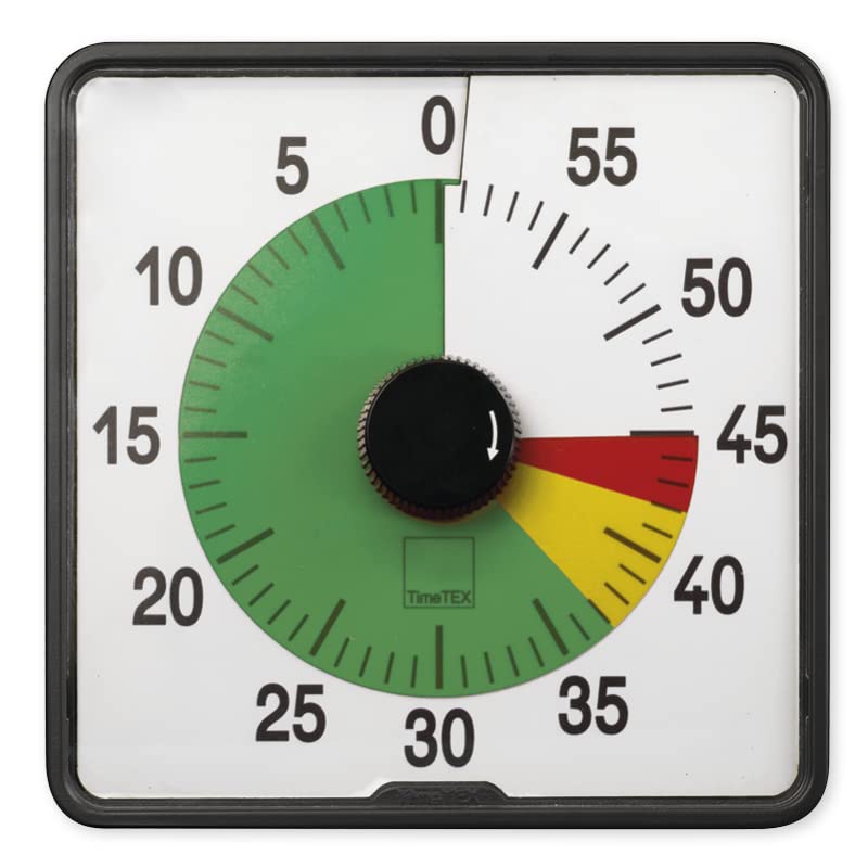 TimeTEX Zeitdauer-Uhr - Timer Countdown mit Ampelscheibe - lautlos - mit Ablaufsignal - mit Batterie