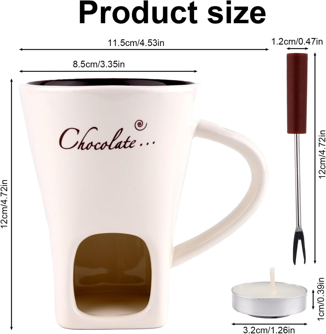 Gosknor Schokoladenfondue-Tasse mit Gabel, Süsse Schmelztasse mit Teelichtern für Schokolade Käse De