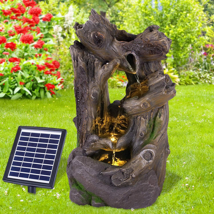 Solar Gartenbrunnen Brunnen Solarbrunnen Wald-GEFLÜSTER Zierbrunnen Wasserfall Gartenleuchte Teichpu