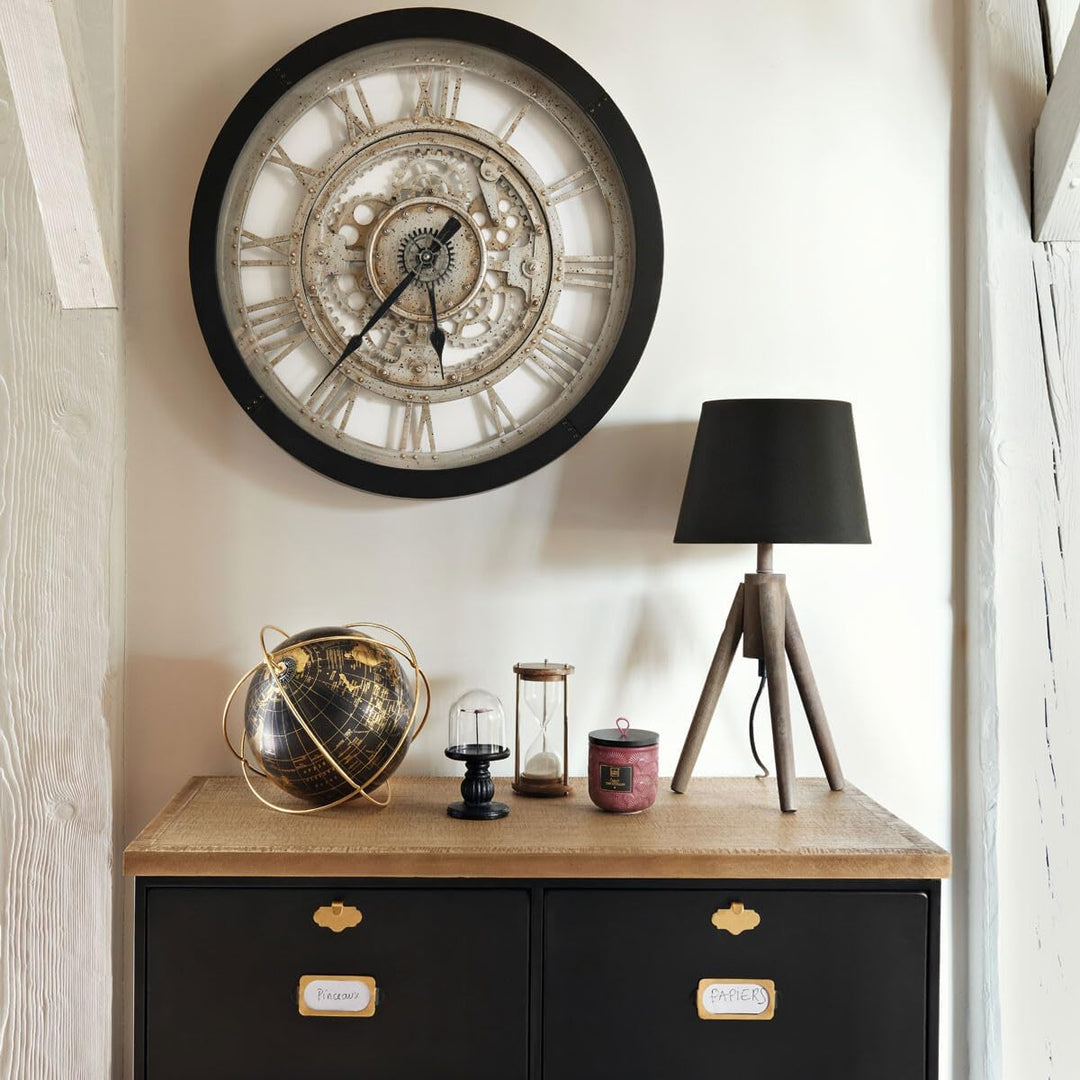 Globus Deko Schwarz Gold - Vintage Mini Globus - Design Schreibtisch, drehbar, Metall, Durchmesser 2