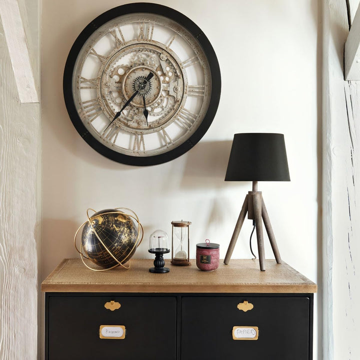 Globus Deko Schwarz Gold - Vintage Mini Globus - Design Schreibtisch, drehbar, Metall, Durchmesser 2