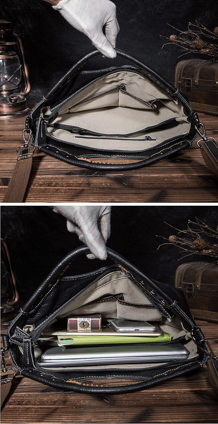 Le'aokuu Damen echtes echtes Leder Vintage Schulter Handtaschen Crossbody Messenger Tote Bag Satchel
