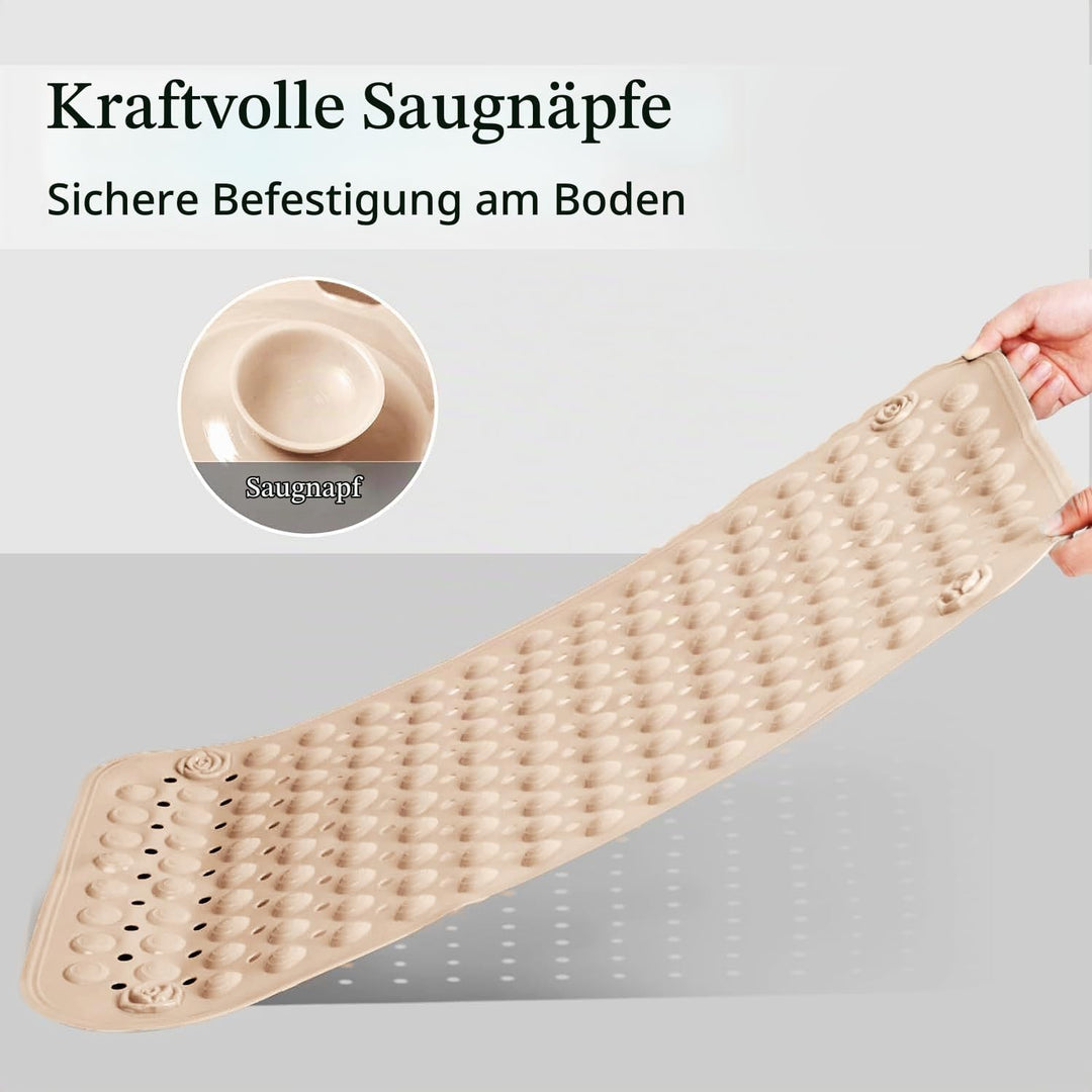 Duschmatte rutschfest 70x40cm,Antirutschmatte Dusche aus PVC,Beige | mit Saugnäpfen,mit Ablauflöcher