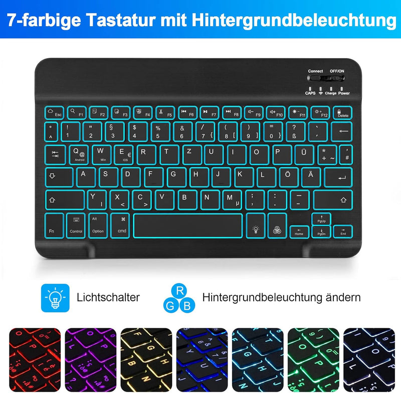 LAMA Samsung Galaxy Tab A8 Hülle mit Tastatur, Kabellose Tastatur Hülle für Tab A8 10,5“ 2021 (SM-X2