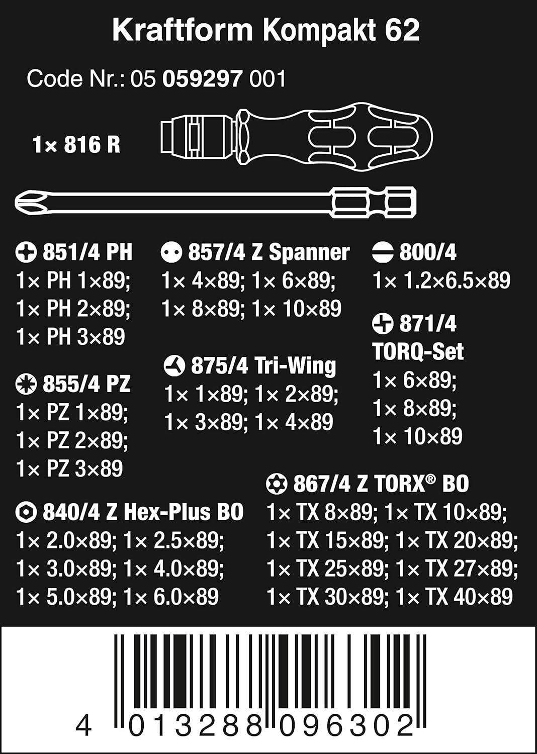 Wera 05134000001 Kraftform Micro Big Pack 1 Schraubendrehersatz, 25-teilig & Kraftform Kompakt 62, 3