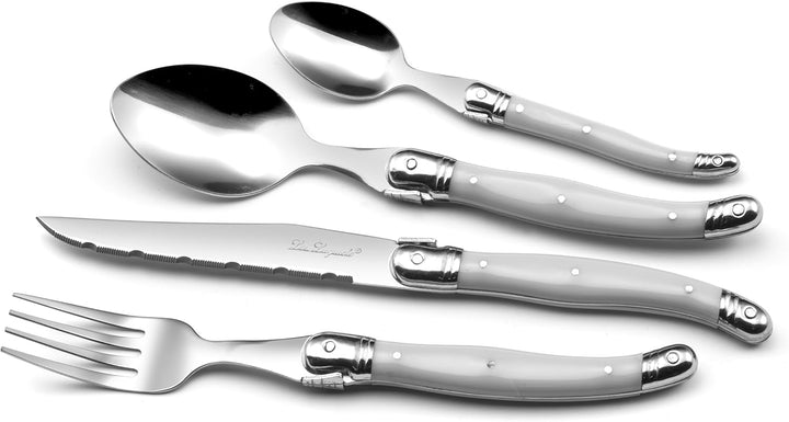 LOU LAGUIOLE TRADITION Steakmesser Besteck Set 24-teilig | Steakbesteck mit Tradition und Stil | Gri