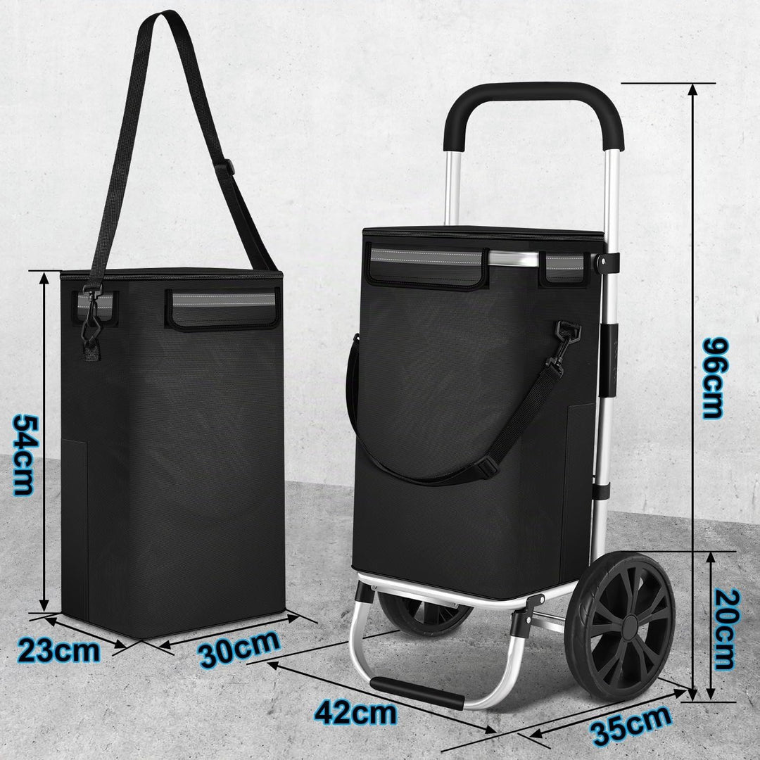 Einkaufstrolley klappbar mit Kühlfach, 40 L Einkaufswagen mit Rollen, abnehmbare Einkaufstasche, Han