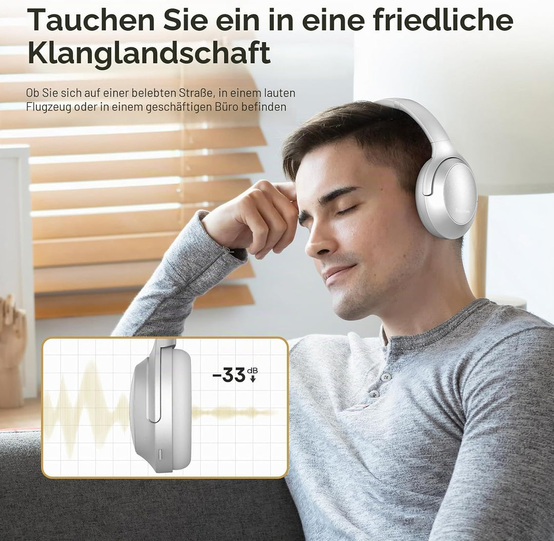 Srhythm NiceComfort 45 Active Noise Cancelling Headphone, drahtlose Bluetooth-Kopfhörer mit Transpar