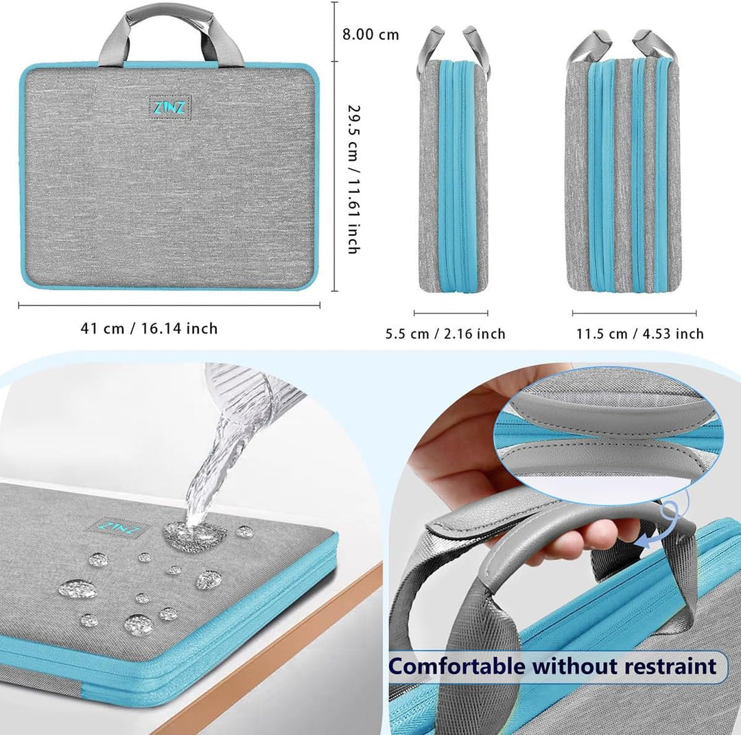 Schlank und Erweiterbar 15 15,6 16 Zoll Laptop Hülle Tasche mit Griff Riemen, Stossfeste Wasserdicht