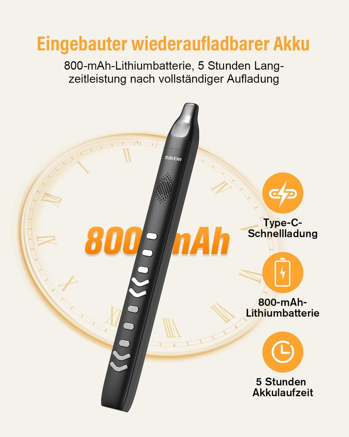 Digital Blasinstrument Schwarz Unterstützung Bluetooth MIDI Elektronisches Blasinstrument mit Netzka