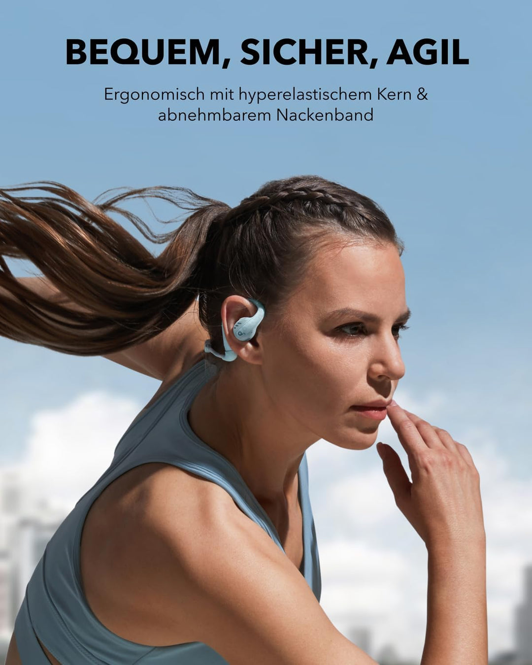 soundcore by Anker Open-Ear Kopfhörer AeroFit Pro, 46h Akku, Intensiver Sound LDAC, Ultra leicht, Be