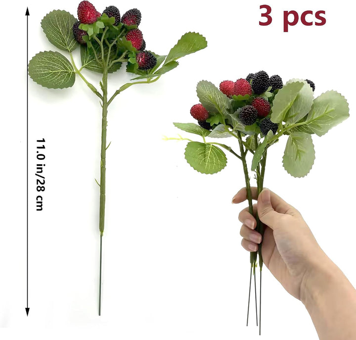 DHER 3pcs Künstlicher Himbeerzweig, Simulation Obst Dekoration, H