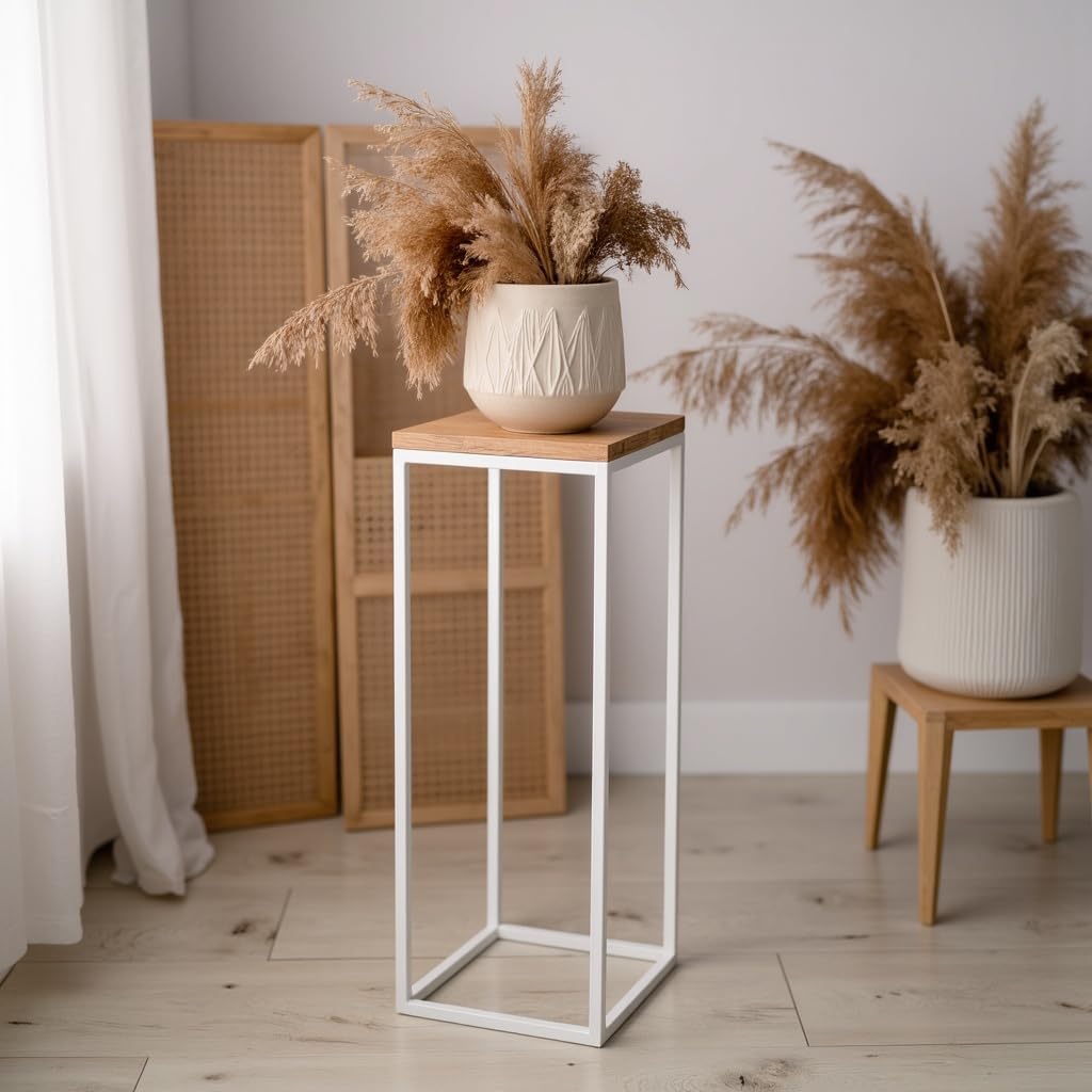 Pflanzenständer Craft - 24x24x70cm - Farbe Weiss - für Zimmerblumen - Metallregal - dekorativer Tisc