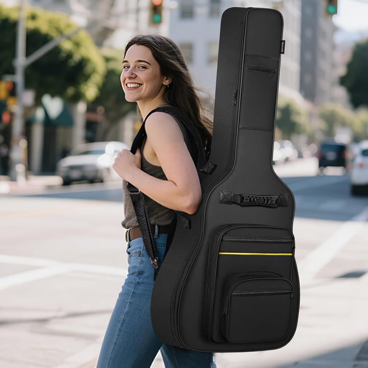 Akustikgitarrentasche, 40/41/42 Zoll Gitarren-Gigbag mit 10 mm dicker Polsterung &amp; mehreren Taschen,
